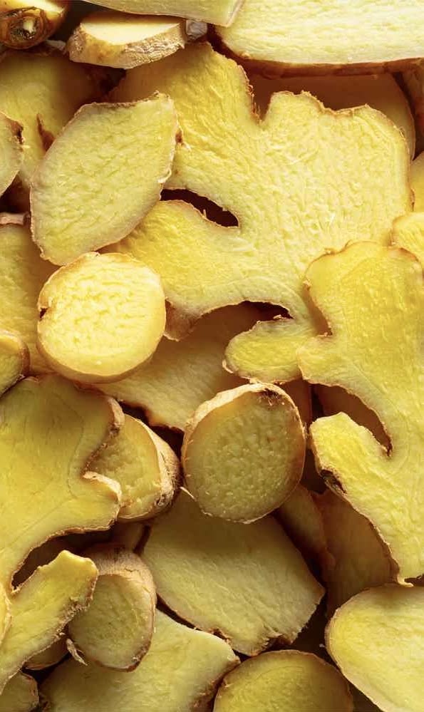 Fresh sliced ginger at BV Farms
