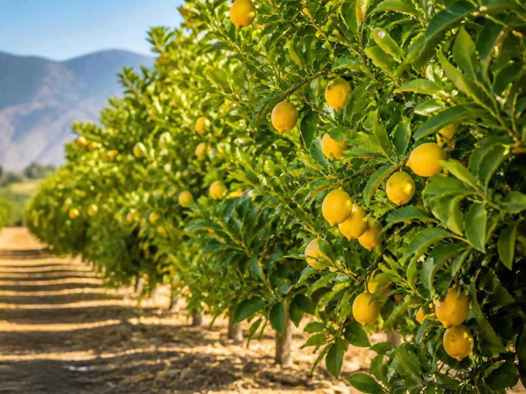 Lemon orchard rows at BV Farms