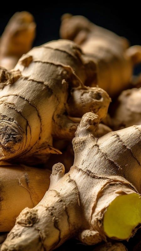 Fresh ginger rhizomes at BV Farms